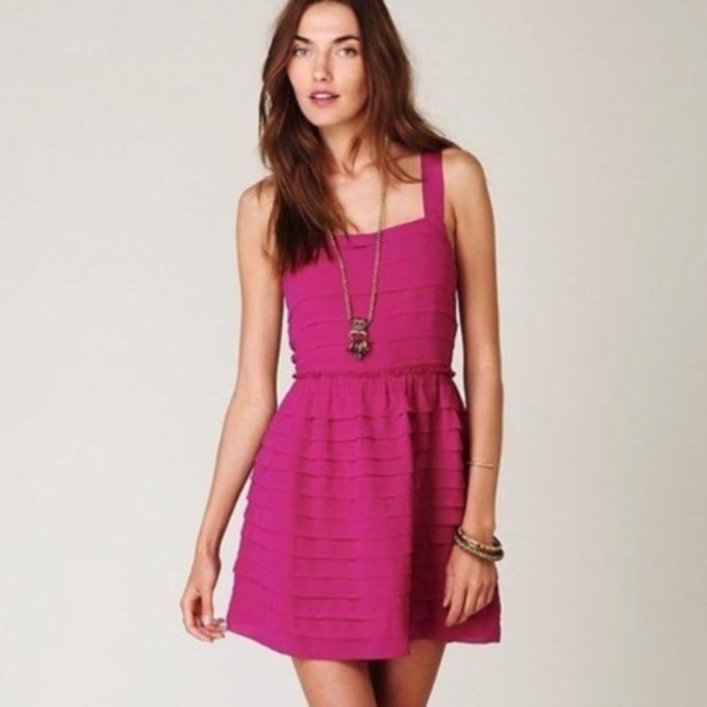 FREE PEOPLE Raw Hem Tiered Tie Back Dress